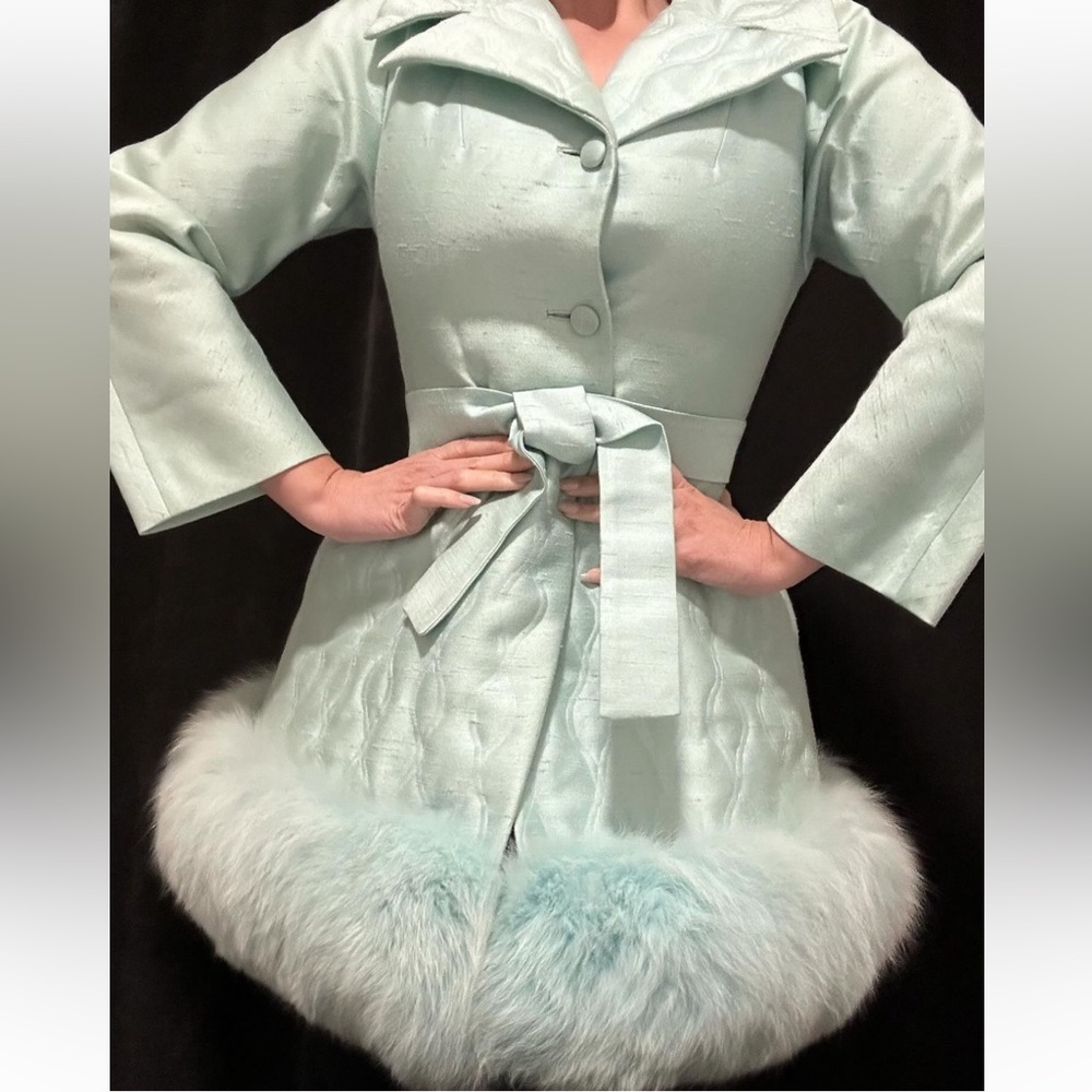 Vintage Lilli Ann Princess Coat Cute Silk and Fox Fur